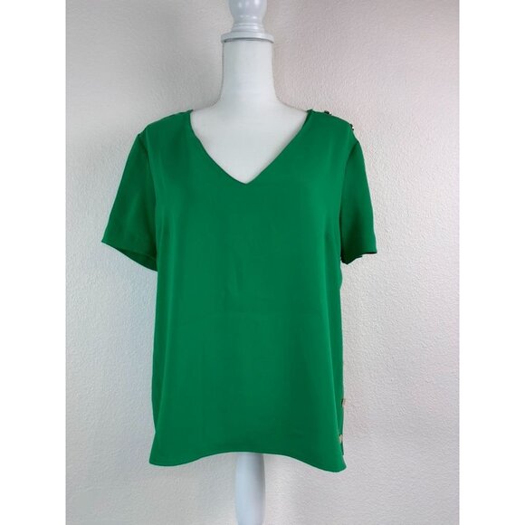 Amanda Uprichard women's‎ large kelly green Julep Melissa v-neck studded blouse - Picture 1 of 8
